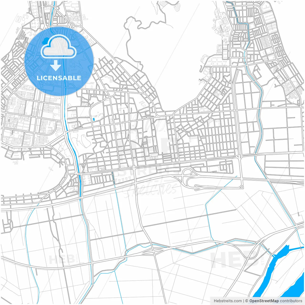 Gimhae, South Gyeongsang, South Korea, city map with high resolution roads.