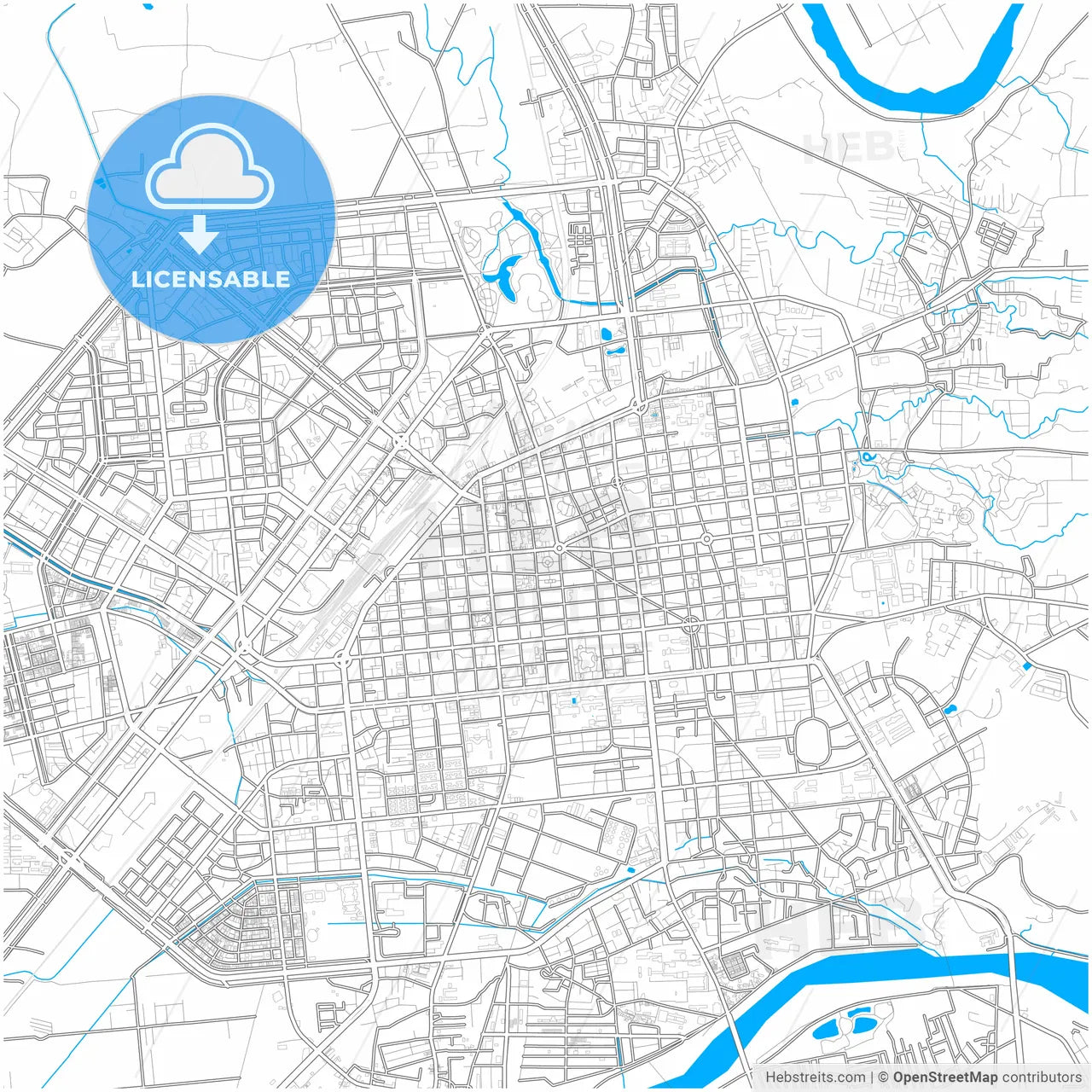 Chiayi, Taiwan, city map with high resolution roads.