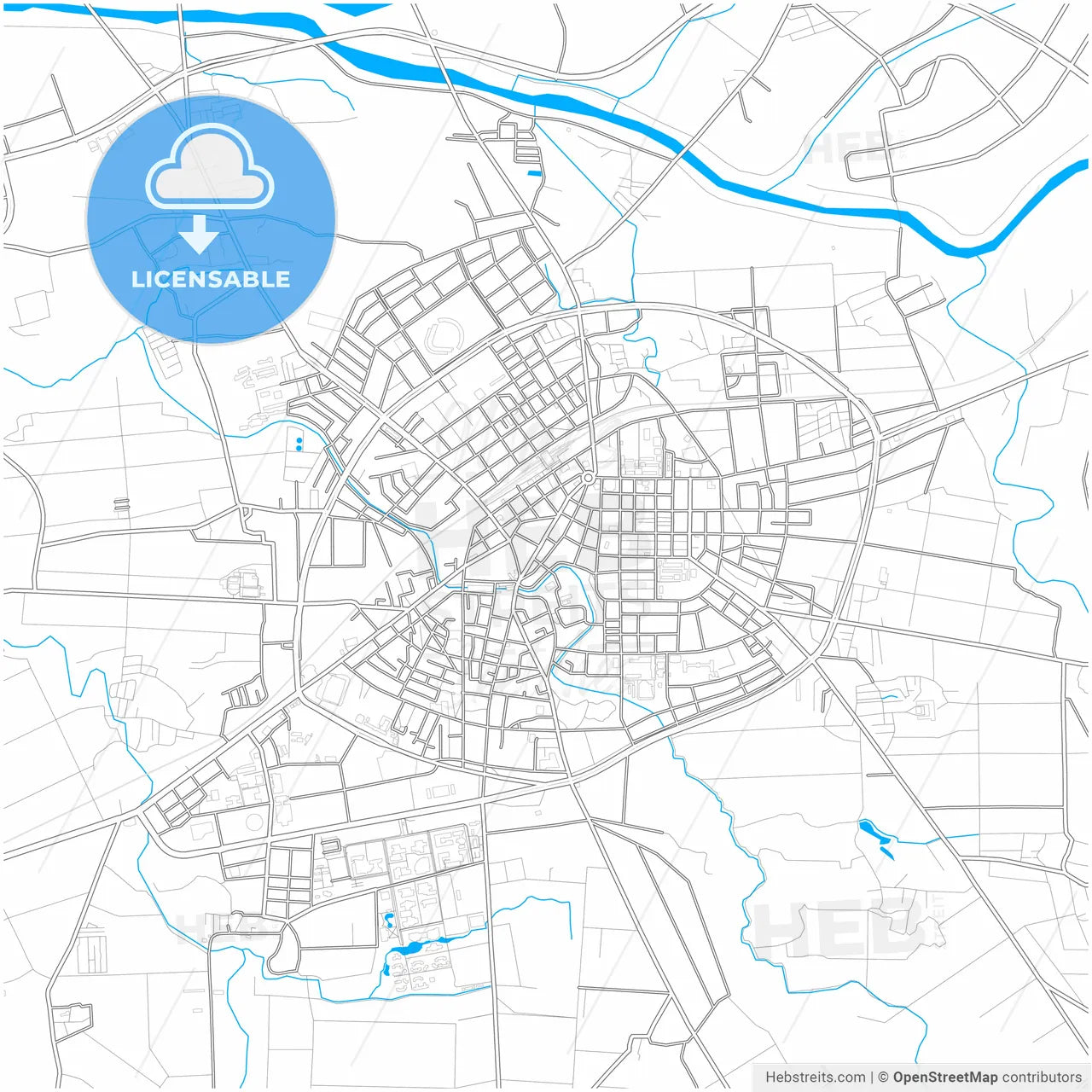 Douliu, Yunlin, Taiwan, city map with high resolution roads.