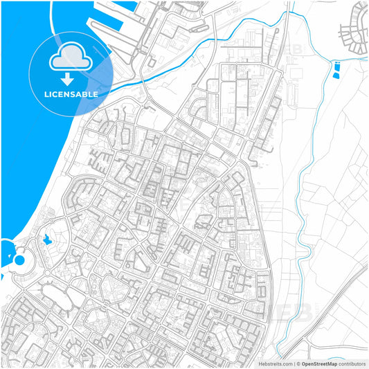 Ashdod, South, Israel, city map with high resolution roads.