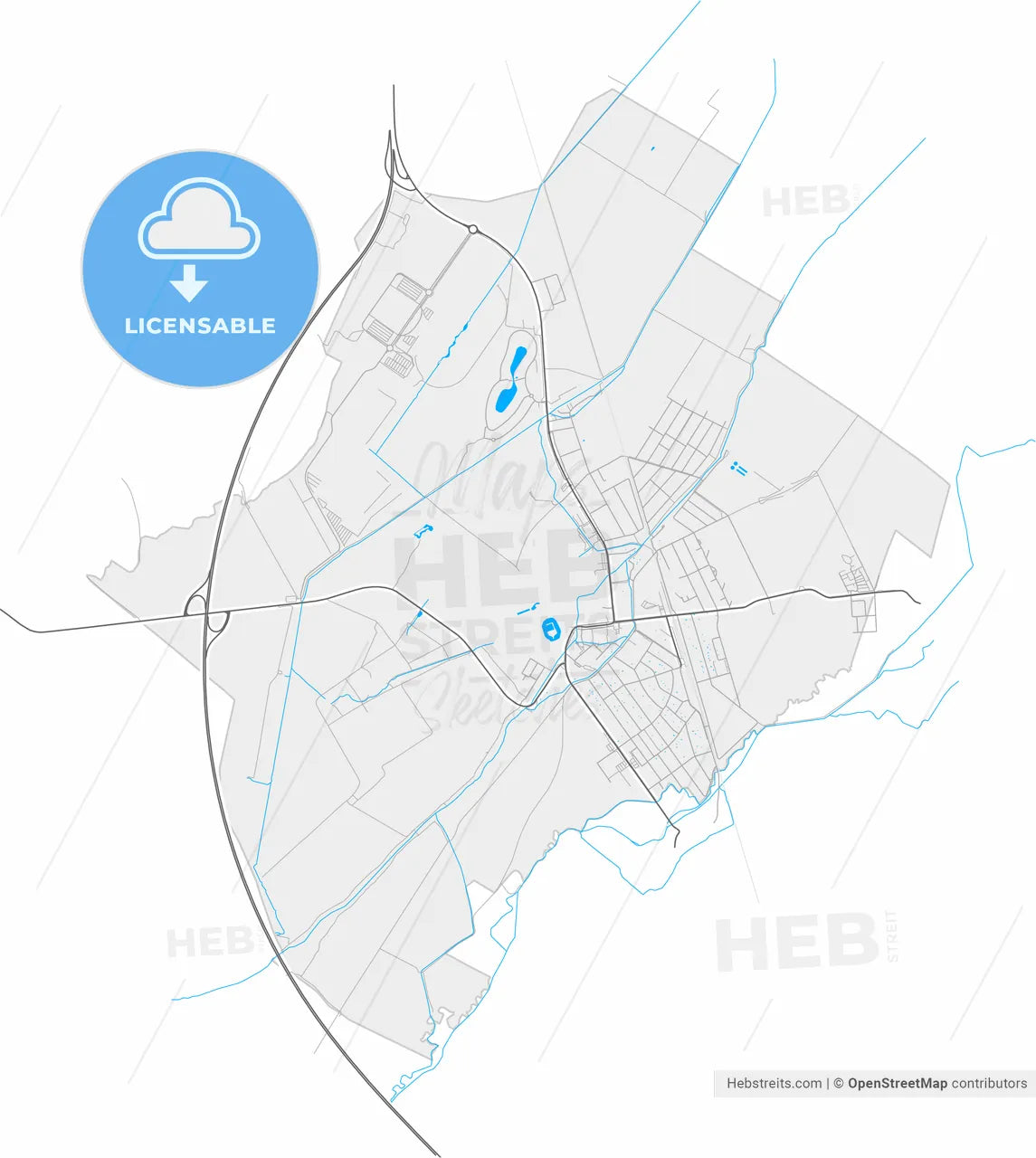 Ebreichsdorf, Lower Austria, Austria, high resolution vector map - Instant download PDF and JPG