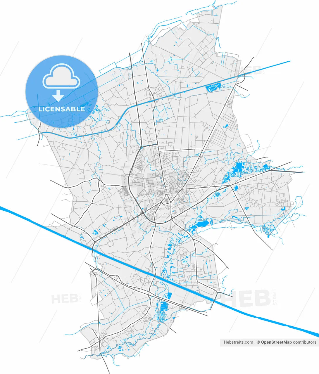 Geel, Antwerp, Belgium, high resolution vector map - Instant download PDF and JPG