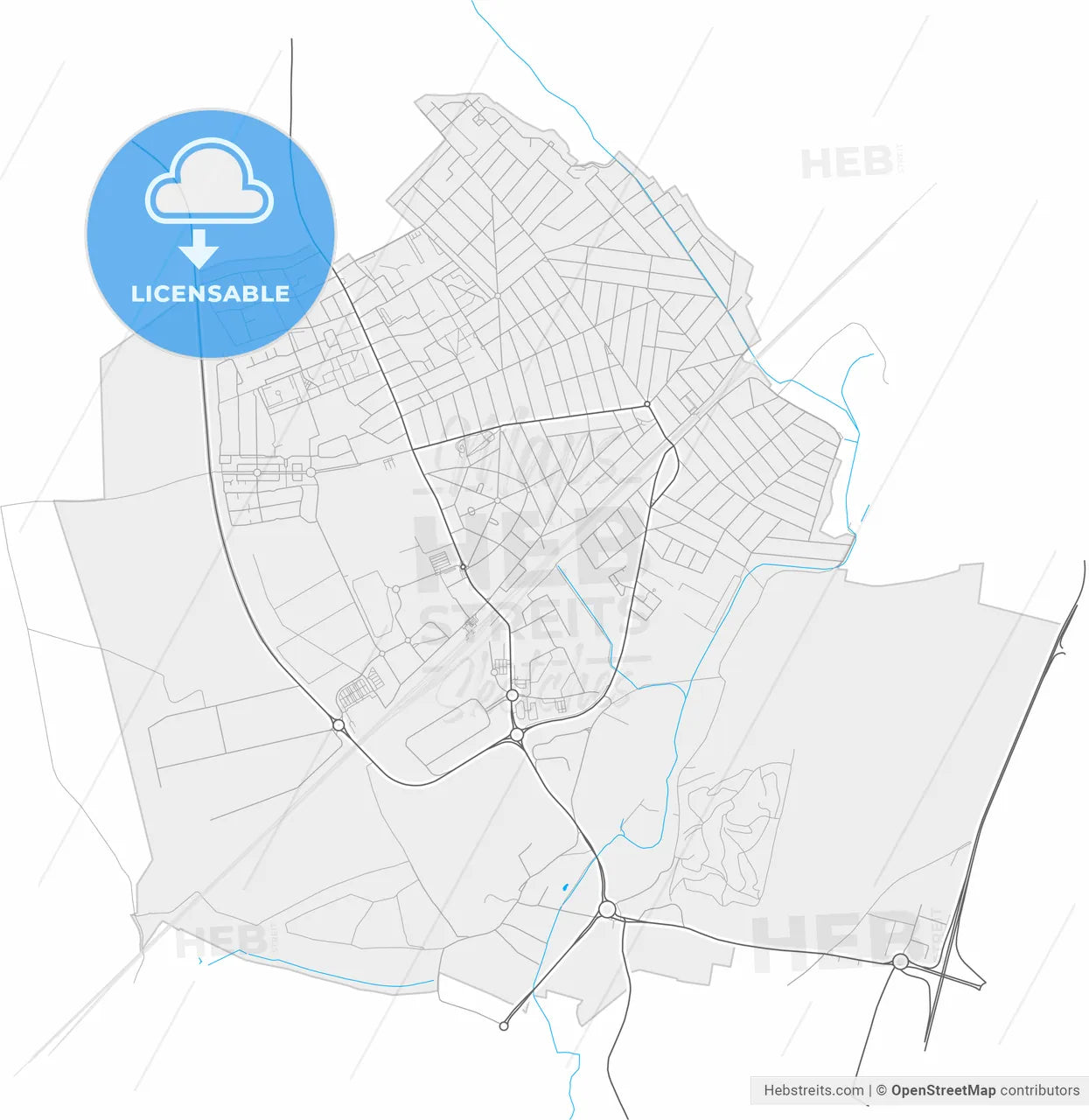 Goussainville, Val-d Oise, France, high resolution vector map - Instant download PDF and JPG