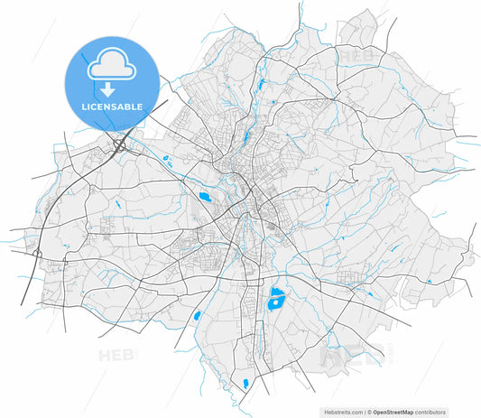 Bad Salzuflen, North Rhine-Westphalia, Germany, high resolution vector map - Instant download PDF and JPG