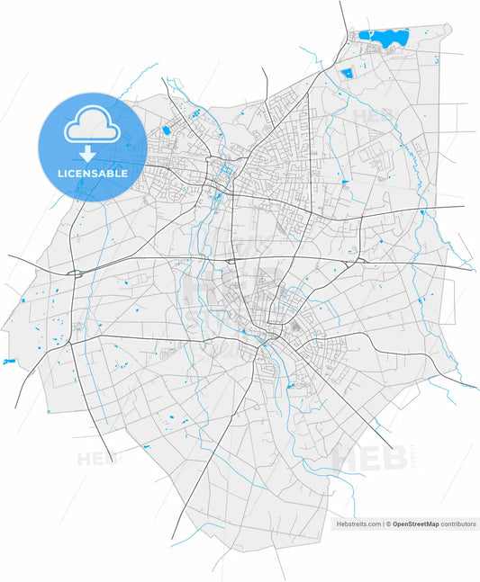 Gronau (Westf.), North Rhine-Westphalia, Germany, high resolution vector map - Instant download PDF and JPG