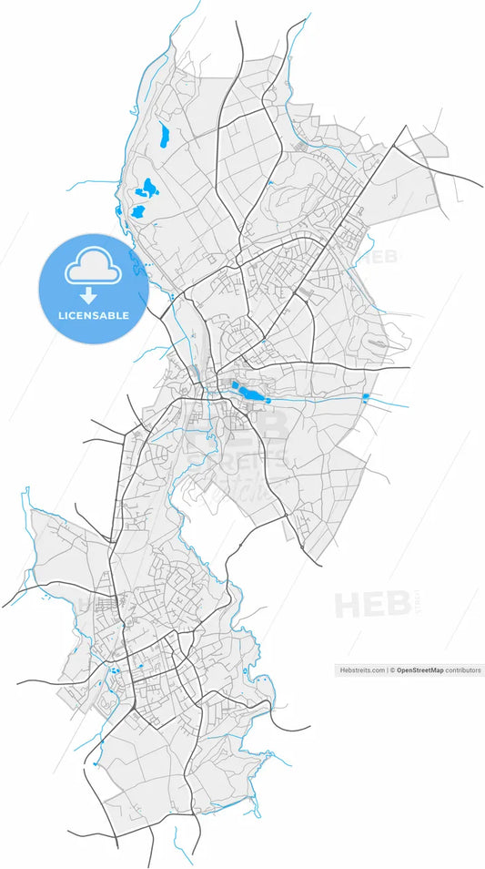 Herzogenrath, North Rhine-Westphalia, Germany, high resolution vector map - Instant download PDF and JPG