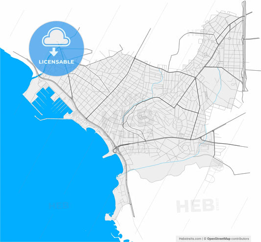 Alimos, Attica, Greece, high resolution vector map - Instant download PDF and JPG