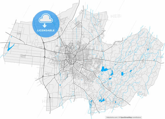 Debrecen, Hajdú-Bihar, Hungary, high resolution vector map - Instant download PDF and JPG