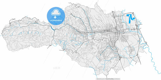 Miskolc, Borsod-Abaúj-Zemplén, Hungary, high resolution vector map - Instant download PDF and JPG