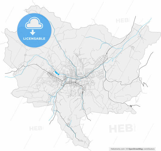 Ózd, Borsod-Abaúj-Zemplén, Hungary, high resolution vector map - Instant download PDF and JPG