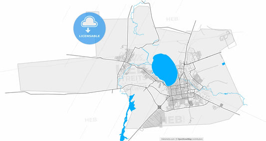 Kokshetau, Akmola Province, Kazakhstan, high resolution vector map - Instant download PDF and JPG
