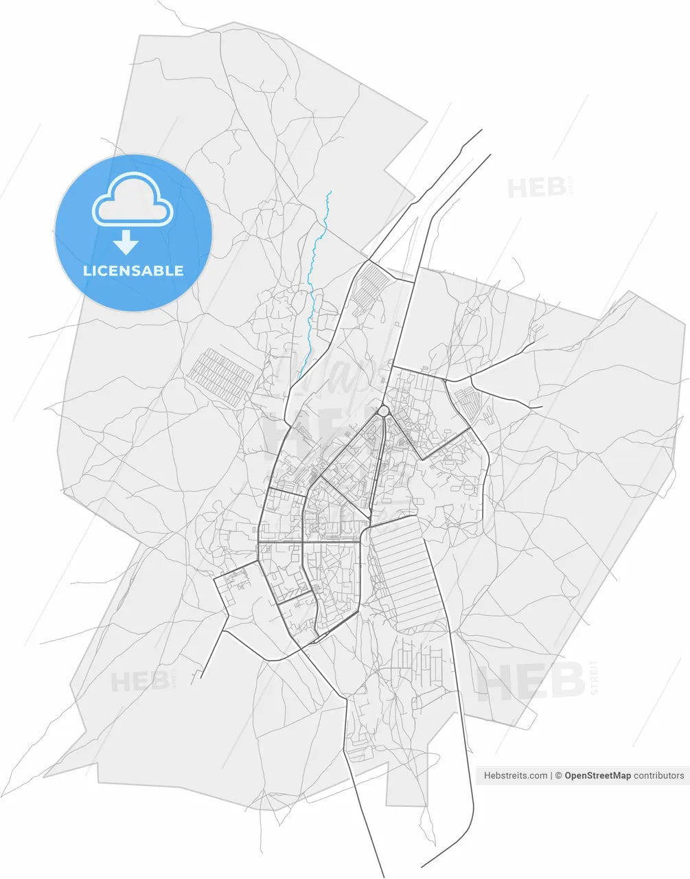 Stepnogorsk, Akmola Province, Kazakhstan, high resolution vector map - Instant download PDF and JPG