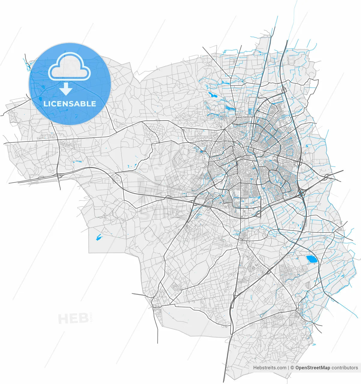 Apeldoorn, Gelderland, Netherlands, high resolution vector map - Instant download PDF and JPG