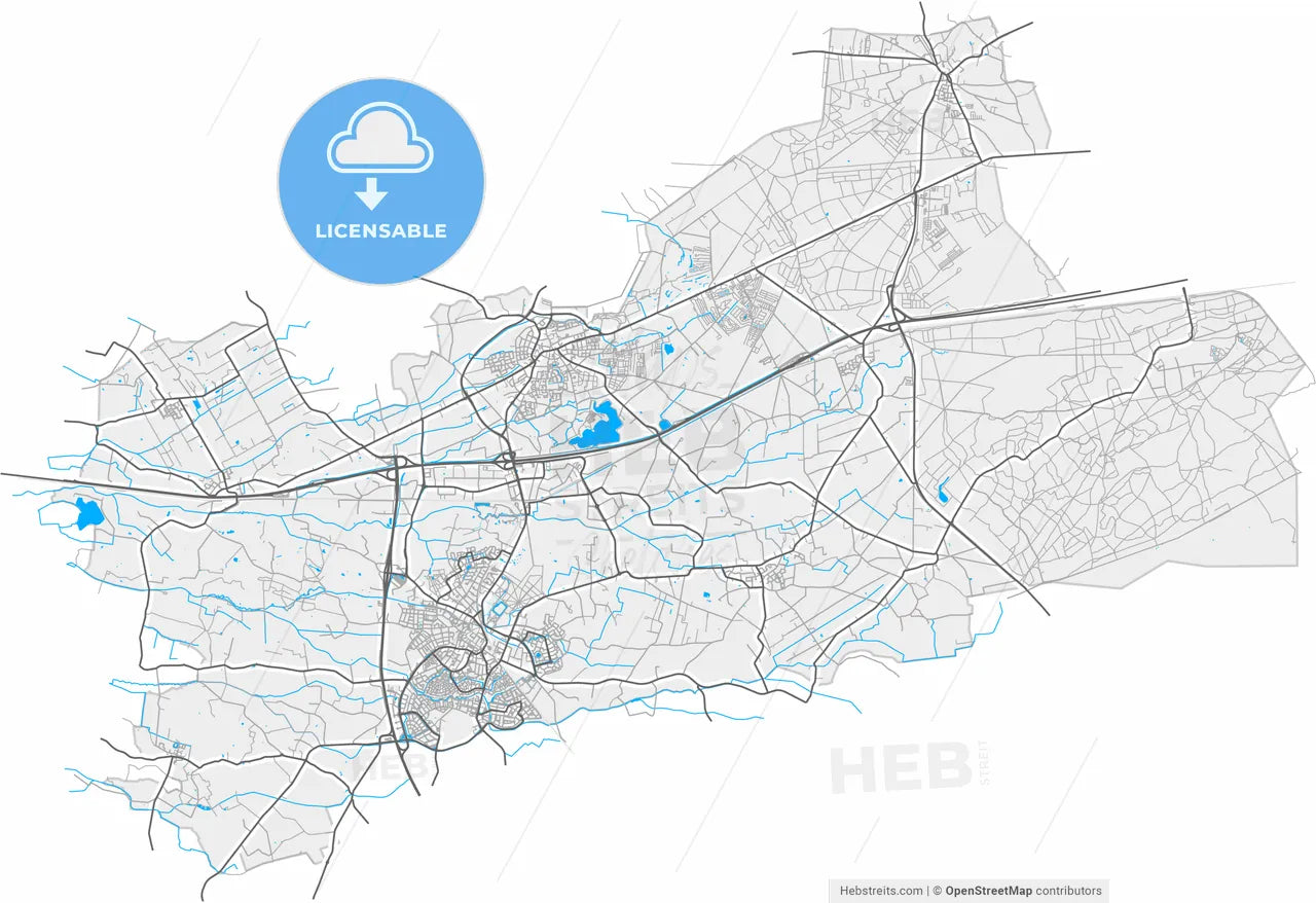 Barneveld, Gelderland, Netherlands, high resolution vector map - Instant download PDF and JPG
