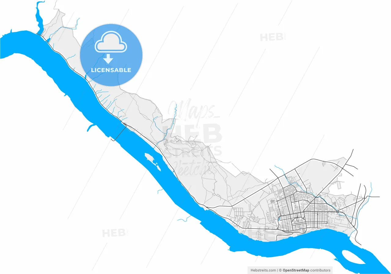 Drobeta-Turnu Severin, Mehedinți, Romania, high resolution vector map - Instant download PDF and JPG