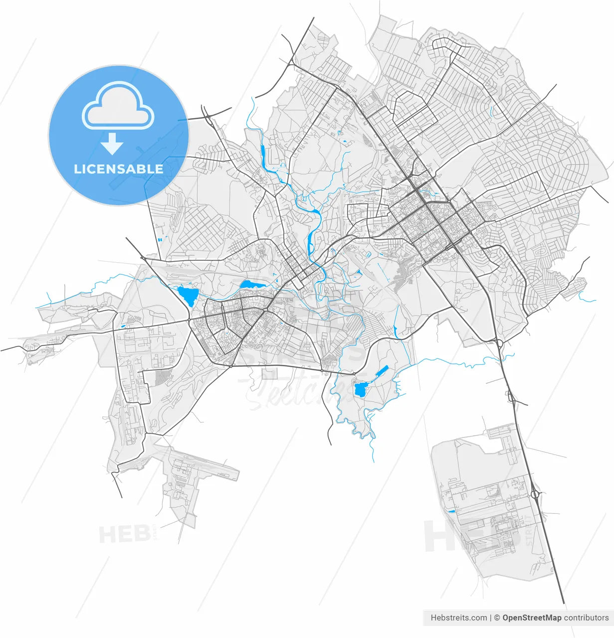 Stary Oskol, Belgorod Oblast, Russia, high resolution vector map - Instant download PDF and JPG