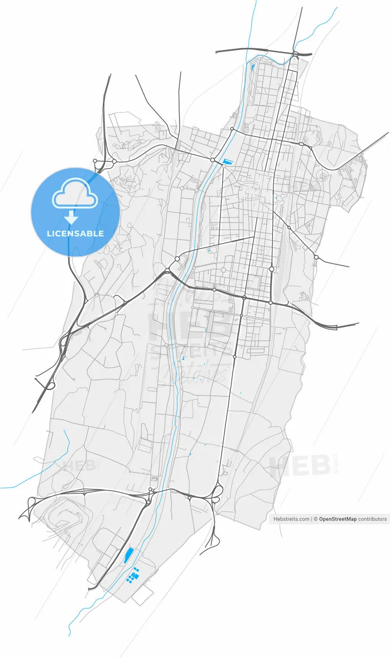 Granollers, Barcelona, Spain, high resolution vector map - Instant download PDF and JPG
