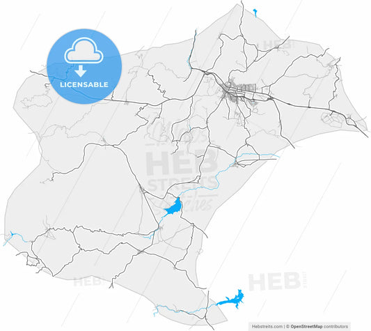 Bozüyük, Bilecik, Turkey, high resolution vector map - Instant download PDF and JPG