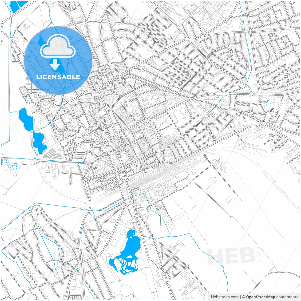 Székesfehérvár, Fejér, Hungary, city map with high resolution roads.