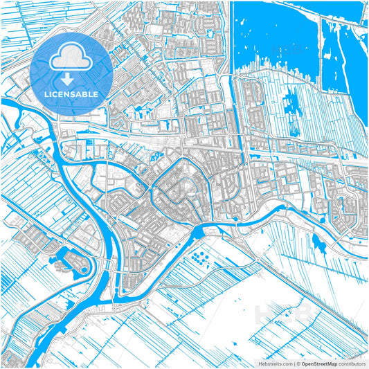 Gouda, South Holland, Netherlands, city map with high resolution roads.