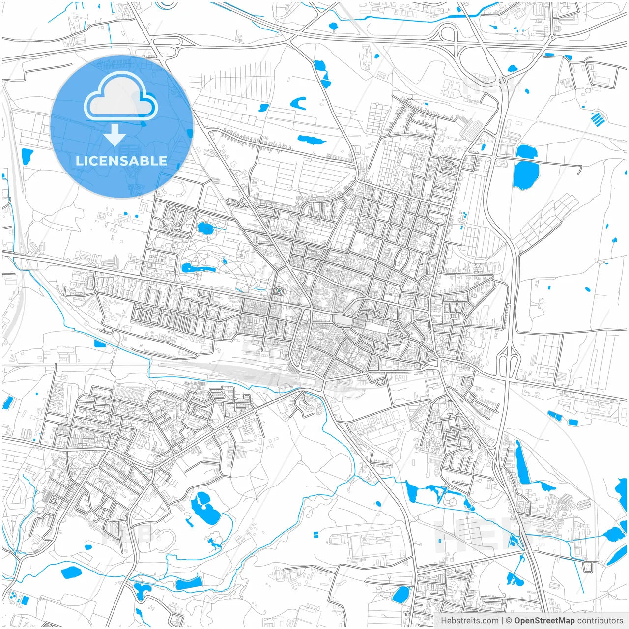 Bytom, Silesian, Poland, city map with high resolution roads.
