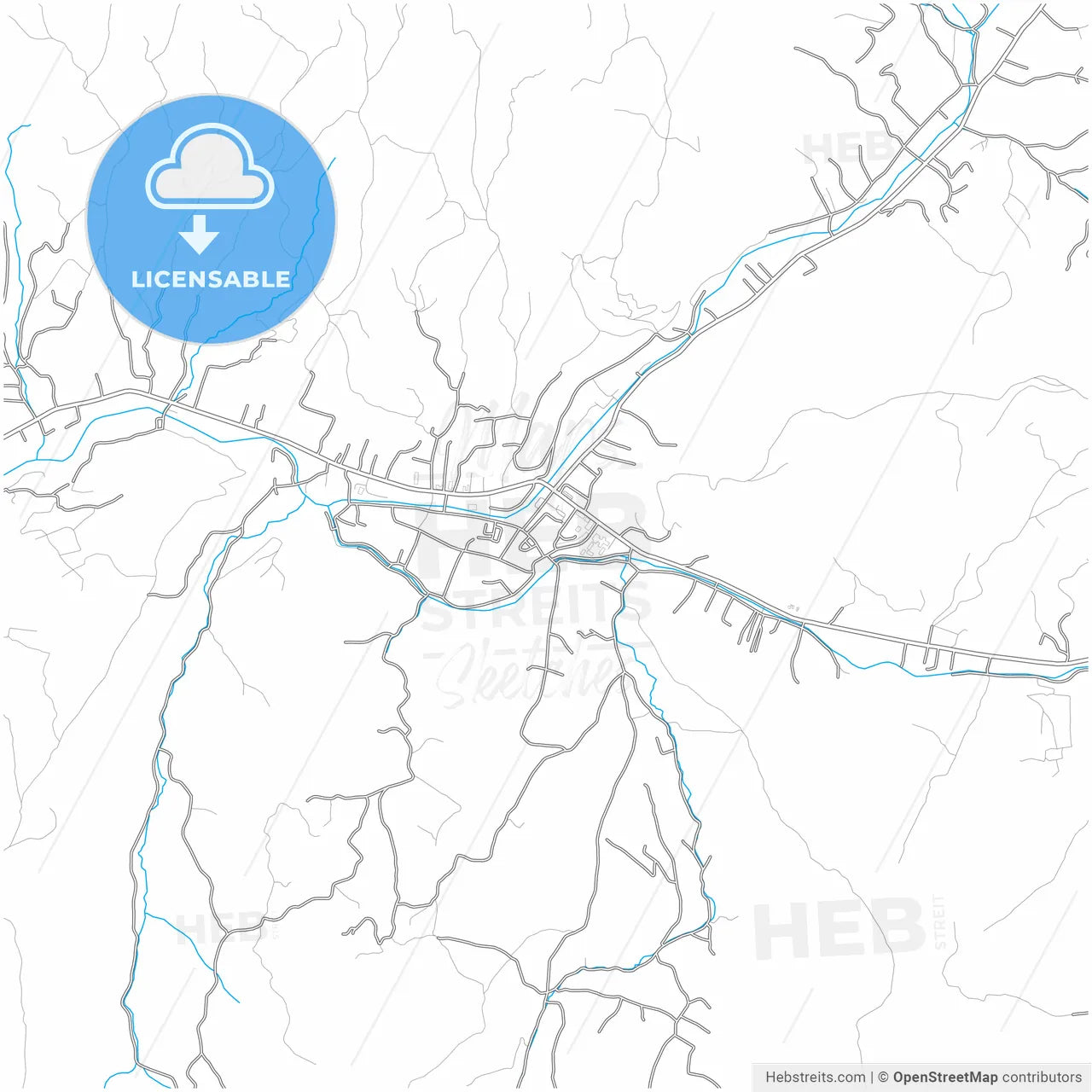 Borșa, Maramureș, Romania, city map with high resolution roads.