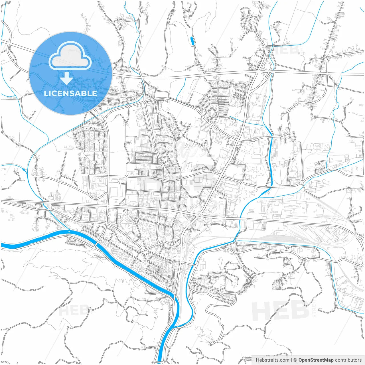 Celje, Slovenia, city map with high resolution roads.