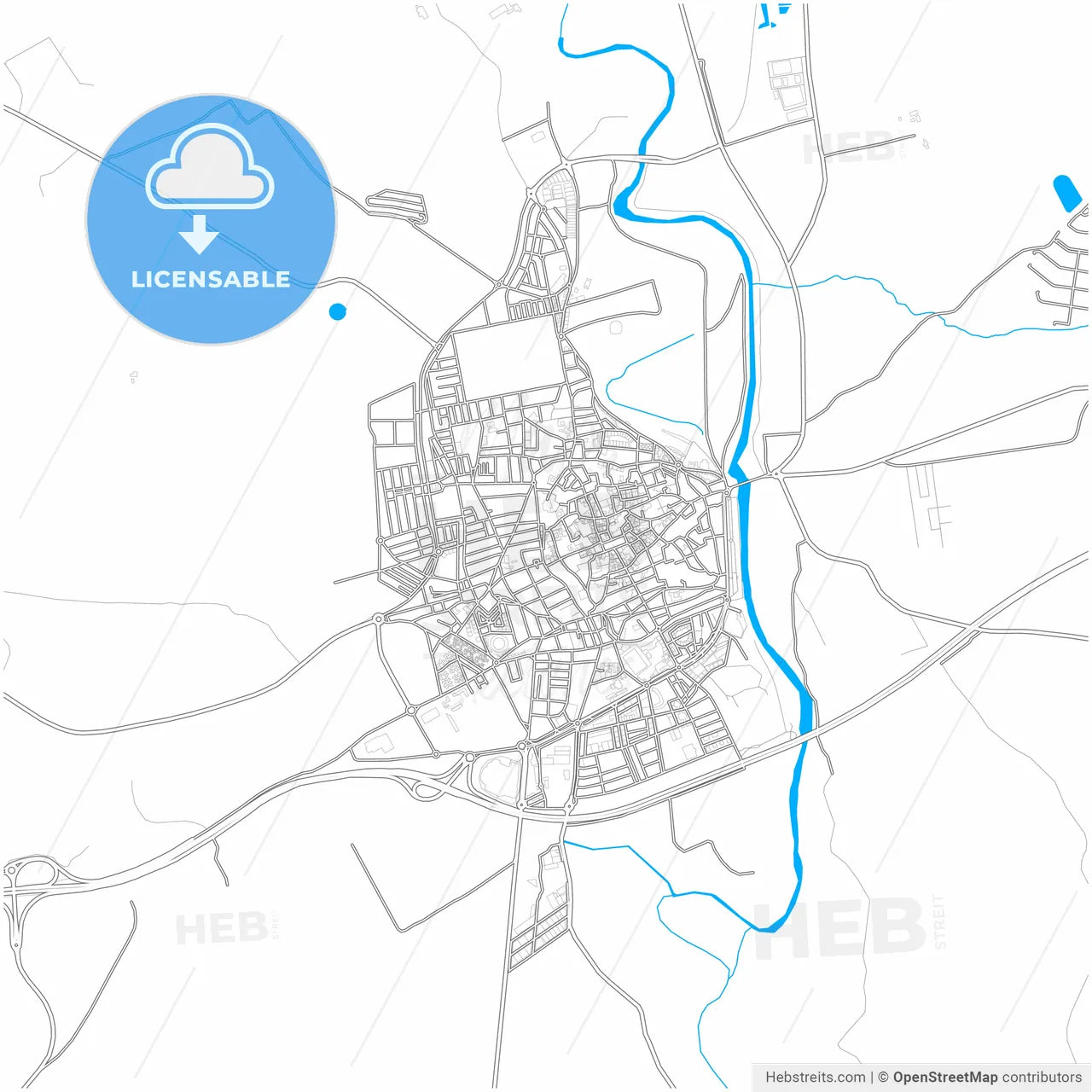 Écija, Sevilla, Spain, city map with high resolution roads.