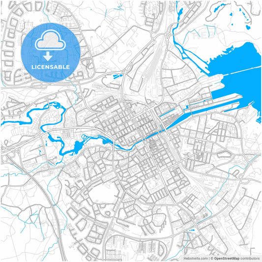 Gävle, Sweden, city map with high resolution roads.