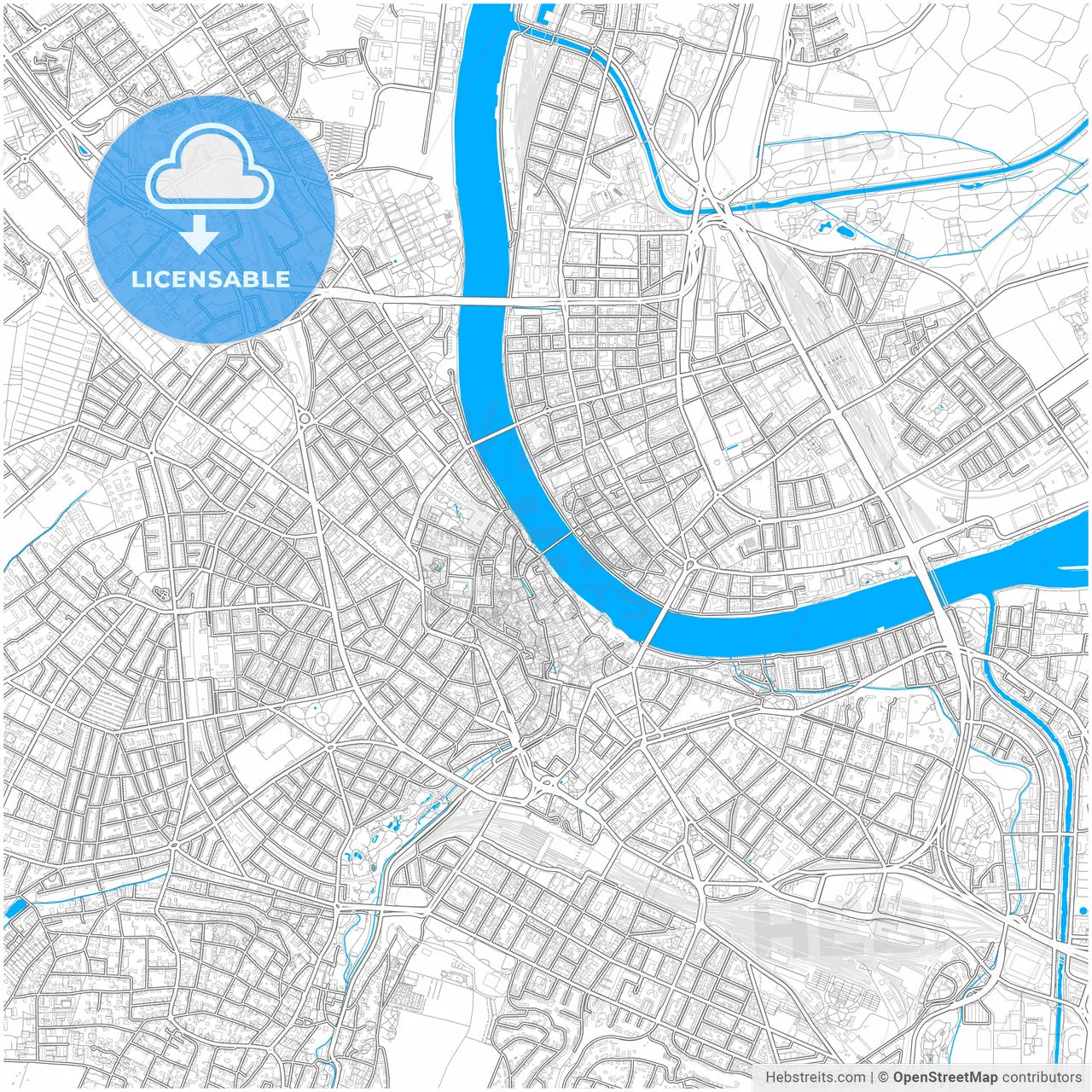 Basel, Switzerland, city map with high resolution roads.