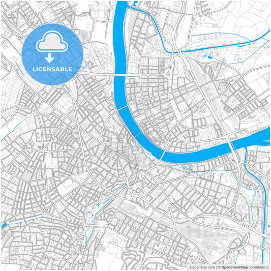 Basel, Switzerland, city map with high resolution roads.
