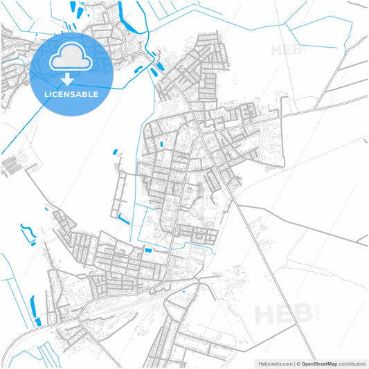 Dubno, Rivne Oblast, Ukraine, city map with high resolution roads.