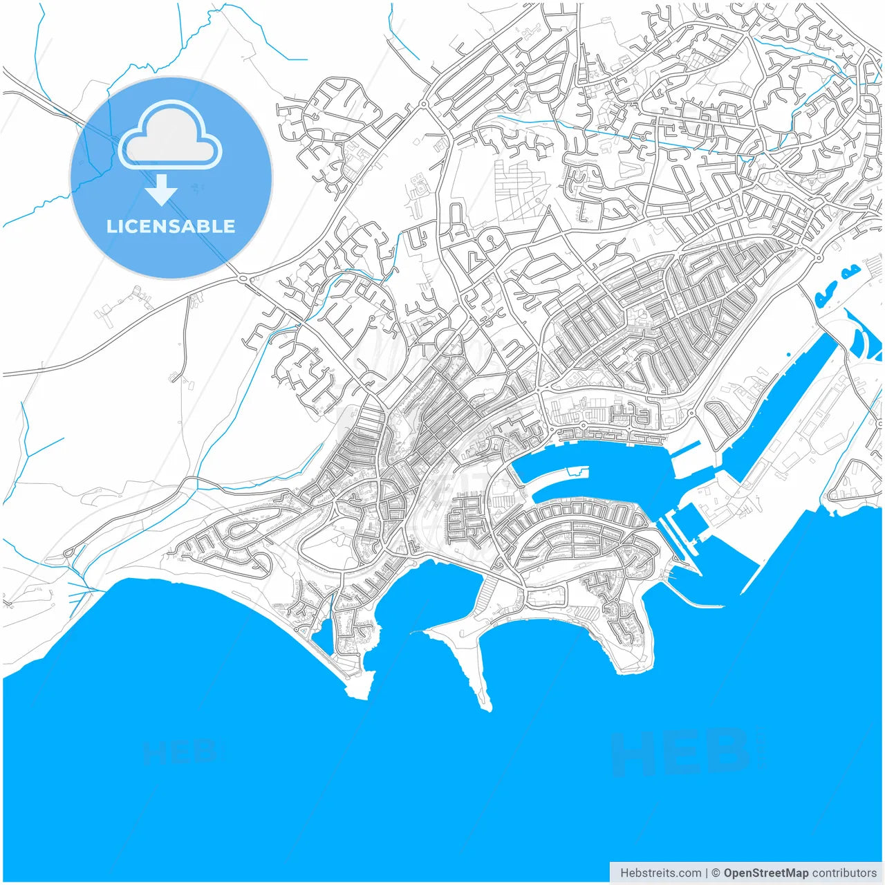 Barry, Vale of Glamorgan, Wales, city map with high resolution roads.