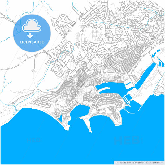 Barry, Vale of Glamorgan, Wales, city map with high resolution roads.
