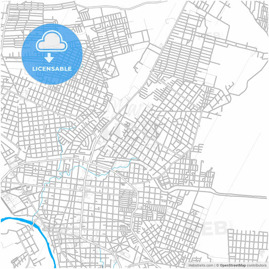 Ciudad Valles, San Luis Potosí, Mexico, city map with high resolution roads.
