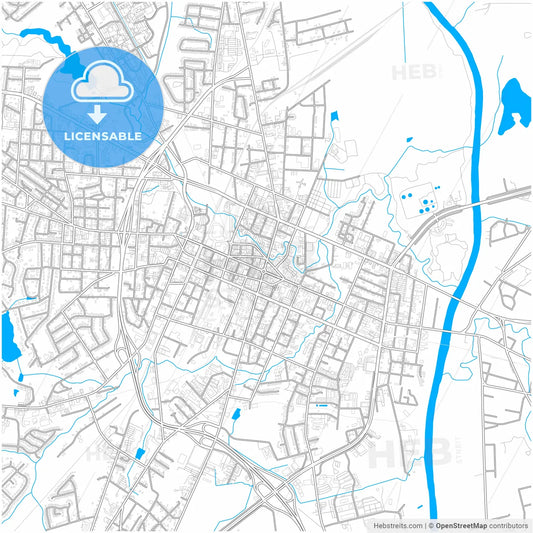 Fayetteville, North Carolina, United States, city map with high resolution roads.