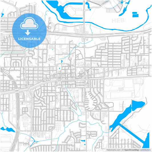 Grand Prairie, Texas, United States, city map with high resolution roads.