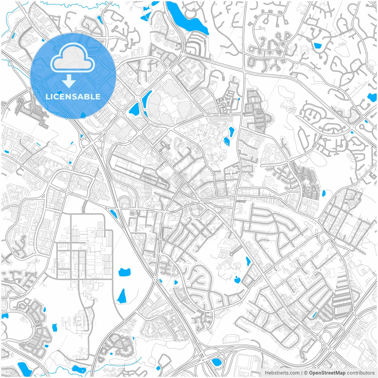 Gaithersburg, Maryland, United States, city map with high resolution roads.