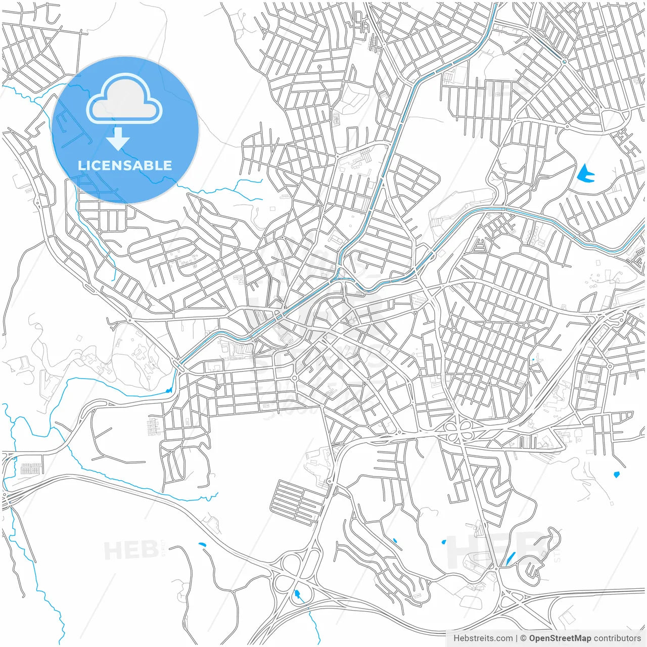 Betim, Brazil, city map with high resolution roads.
