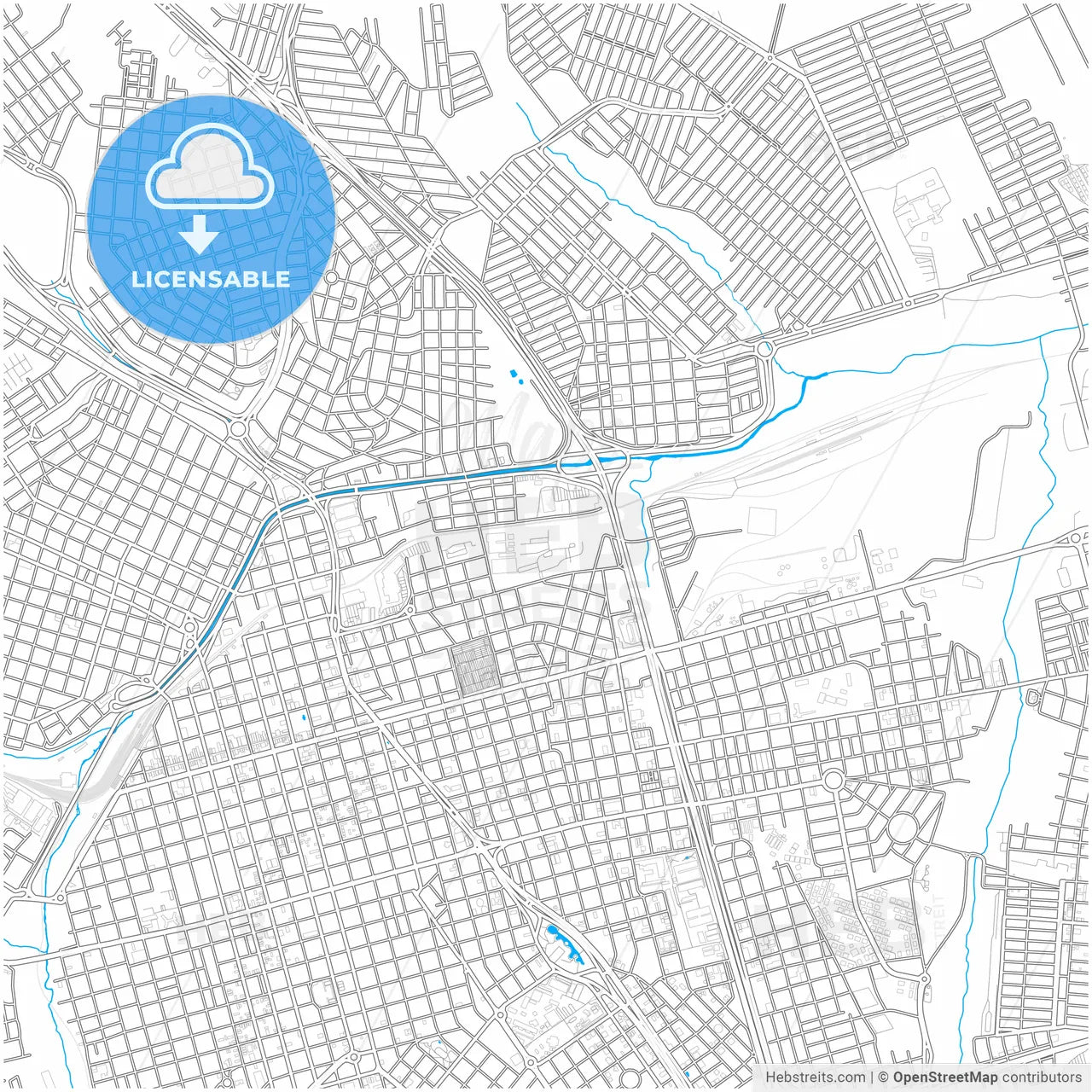 Bauru, Brazil, city map with high resolution roads.