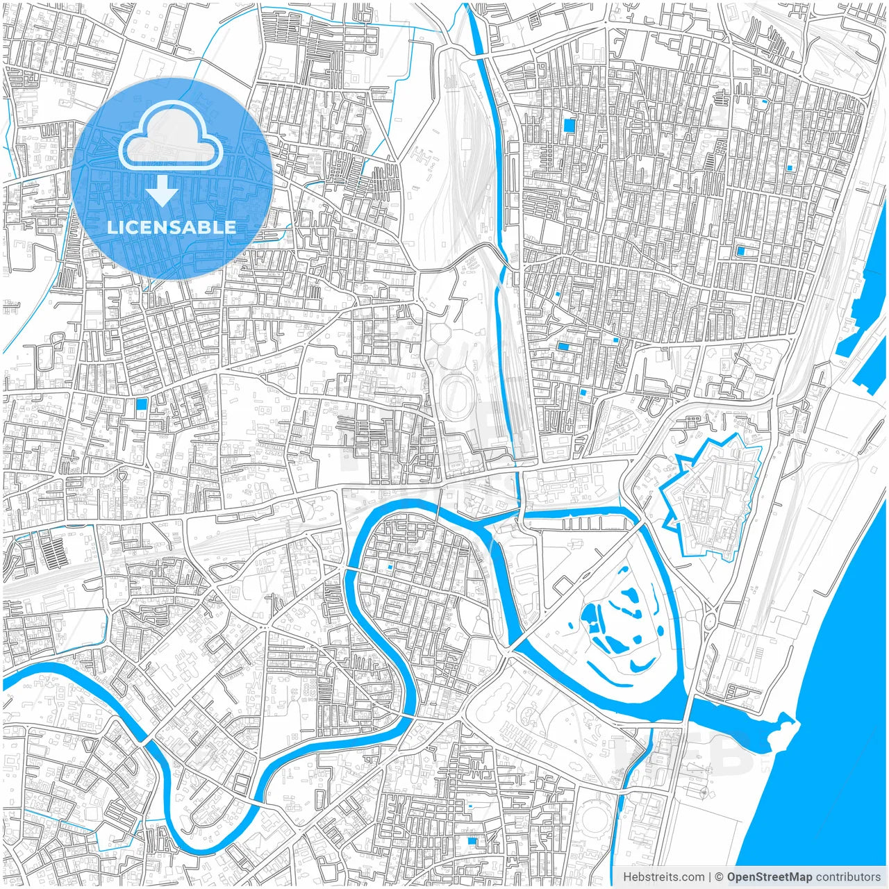 Chennai, Tamil Nadu, India, city map with high resolution roads.