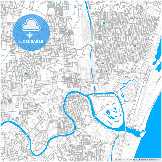Chennai, Tamil Nadu, India, city map with high resolution roads.