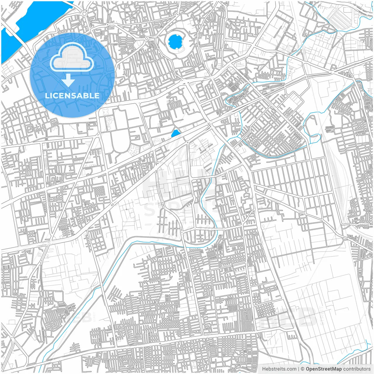 Surat, Gujarat, India, city map with high resolution roads.