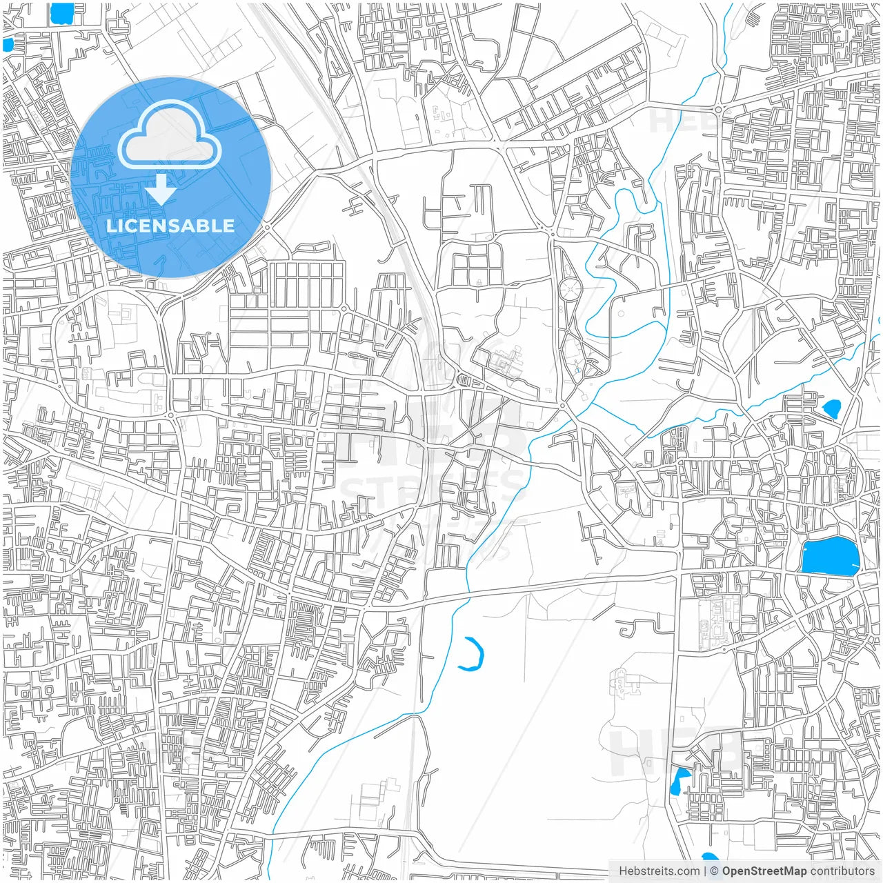 Vadodara, Gujarat, India, city map with high resolution roads.