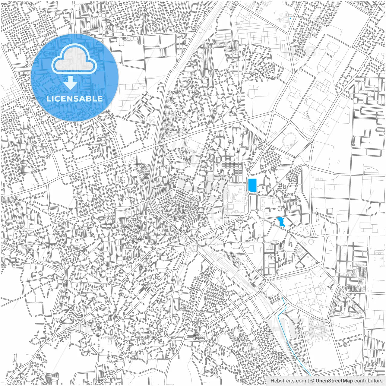 Bikaner, Rajasthan, India, city map with high resolution roads.