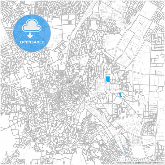 Bikaner, Rajasthan, India, city map with high resolution roads.