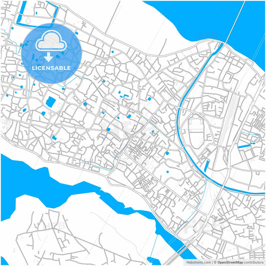 Cuttack, Odisha, India, city map with high resolution roads.