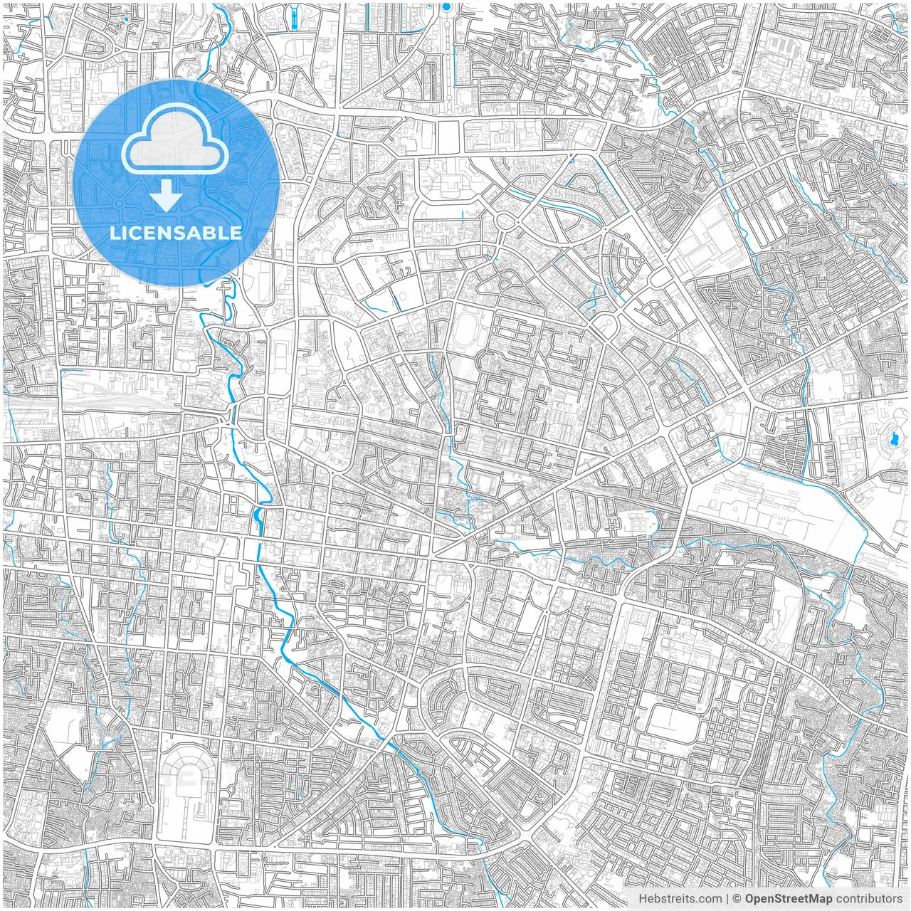 Bandung, West Java, Indonesia, city map with high resolution roads.