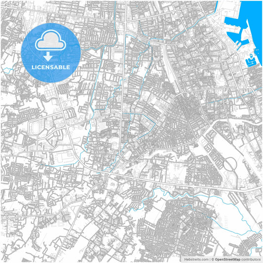 Cirebon, West Java, Indonesia, city map with high resolution roads.