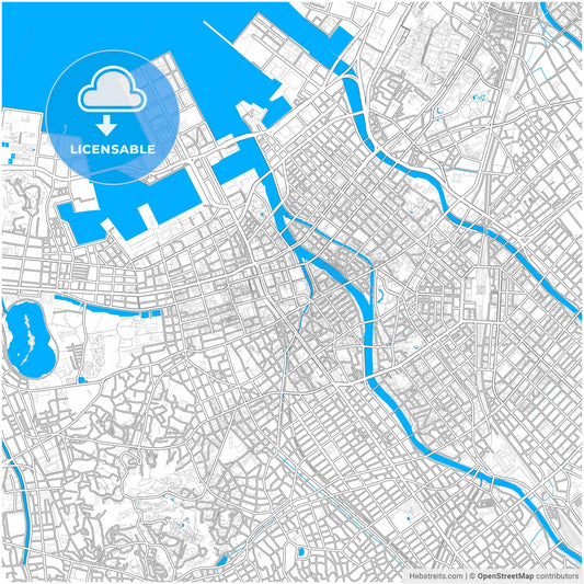 Fukuoka, Fukuoka, Japan, city map with high resolution roads.